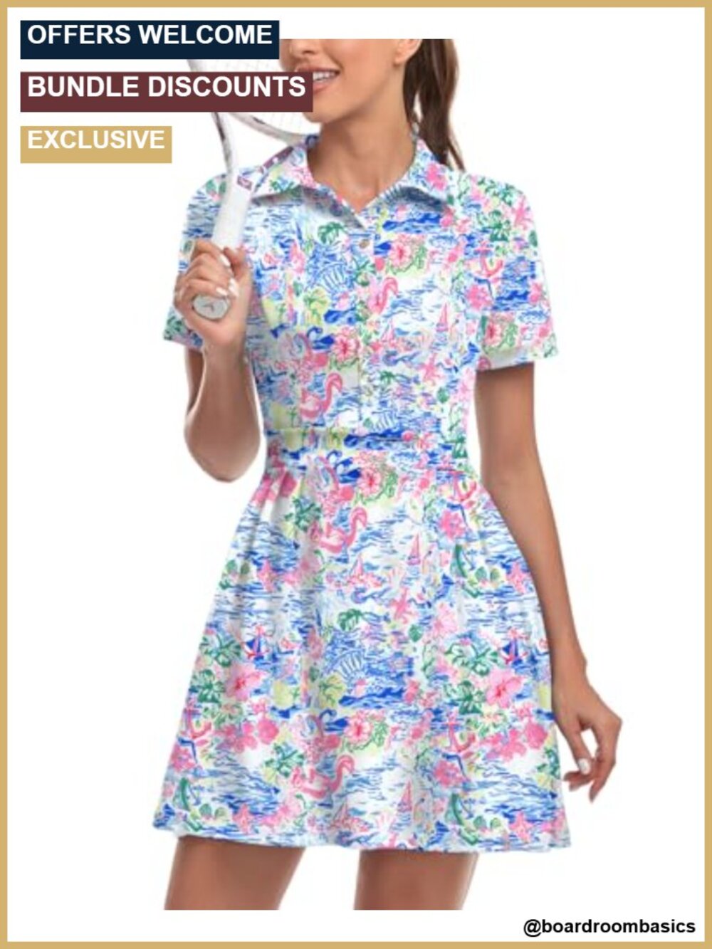 Soneven Women's Polo Tennis Golf Dress with Built-in Shorts and Pockets